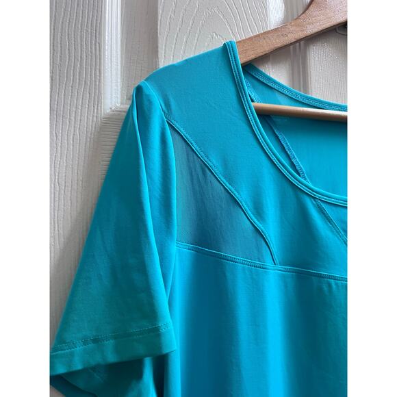 Livi New UPF 50+ Moisture Wicking Aqua Blue Short Sleeve Top Size Size 14/16 Gym - Picture 4 of 12